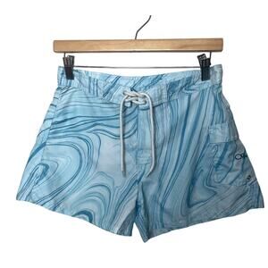 Vintage OP Hawaiian Blue Surf Board Shorts Swirl Women’s Junior’s Sz 5/6